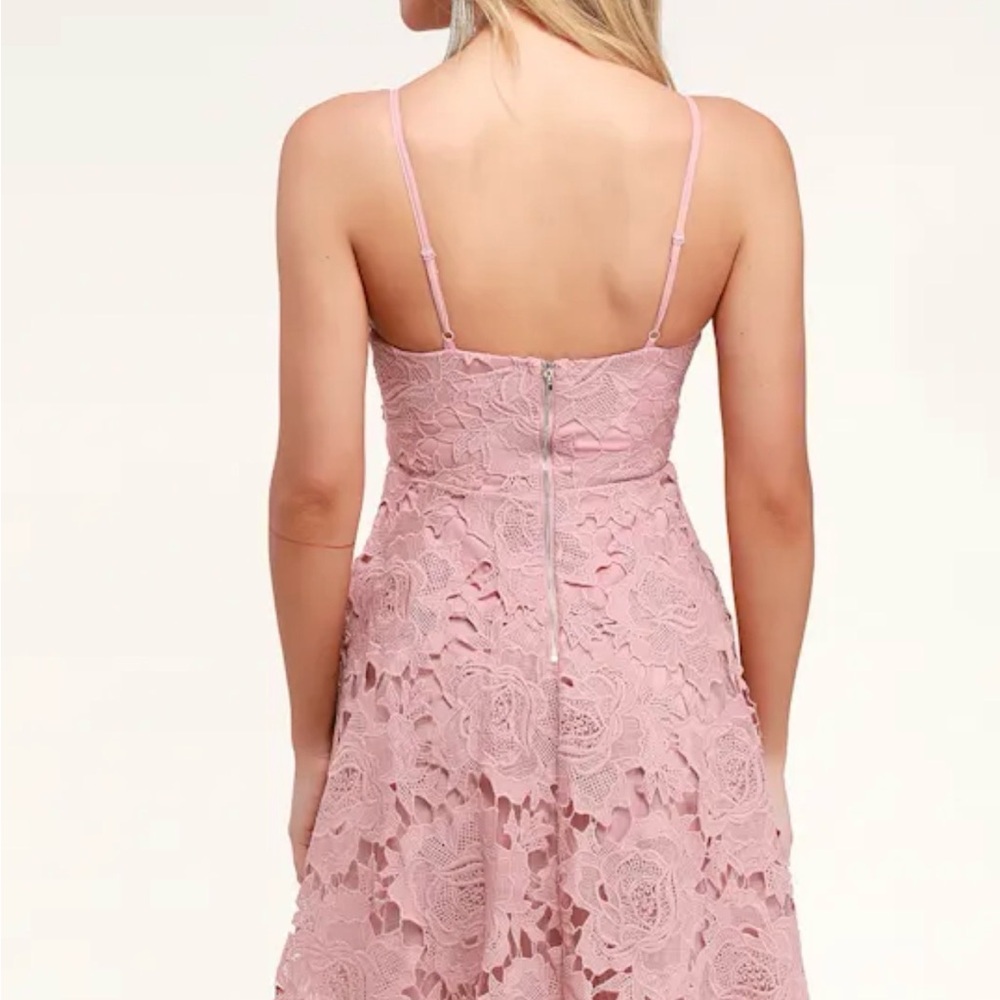 Lulu's Blush Lace Midi Dress - Picture 3 of 6